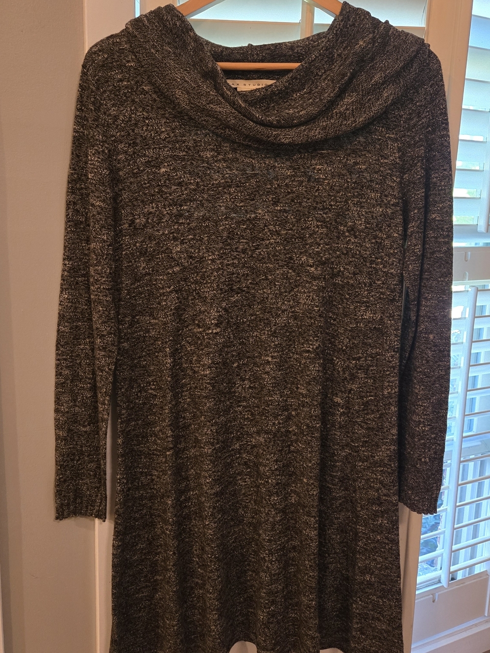 Max Studio Charcoal Heather Cowl Neck Long Sleeve Tunic